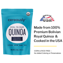 Load image into Gallery viewer, Fully Cooked Organic Tri-Color Quinoa (2 LB Pouch)